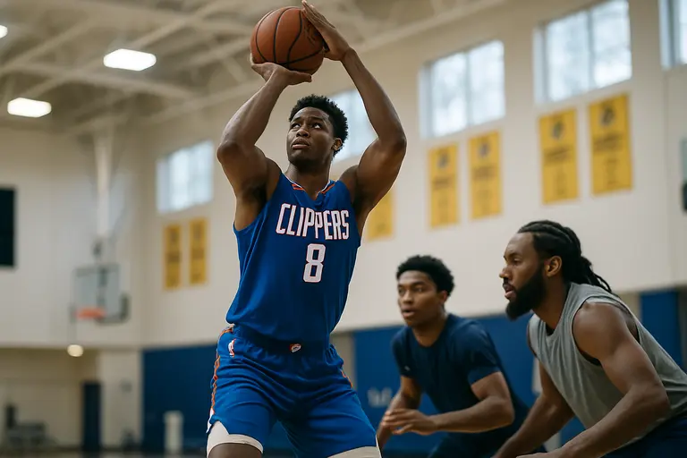 Clippers wings spacing the floor during a shooting drill